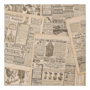 Antique Fashion: Newspaper Advertising Pages Faux Canvas Print