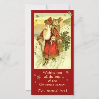 Antique Father Christmas Santa Claus Custom Card by lkranieri at Zazzle