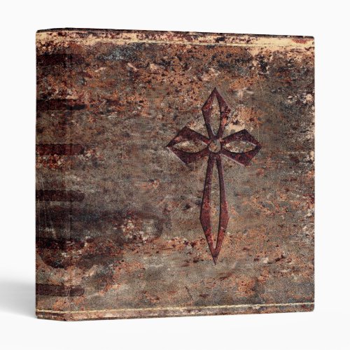 Antique Faux Leather Cross 3 Ring Binder