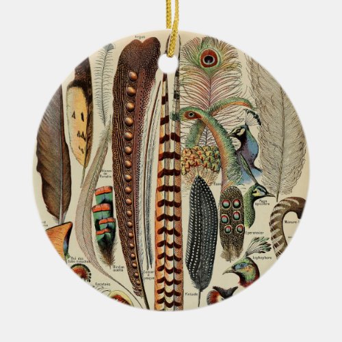 Antique Feather Bird Animal Wild Art  Ceramic Ornament
