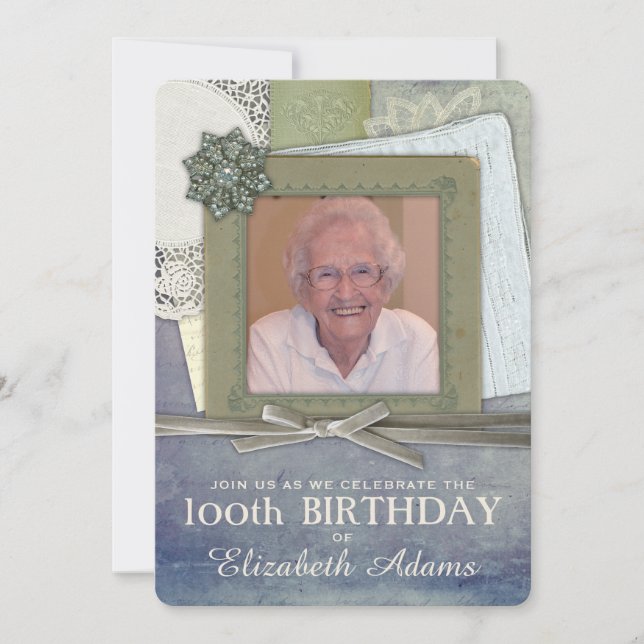 Antique Feminine Collage Custom Photo Invitation (Front)