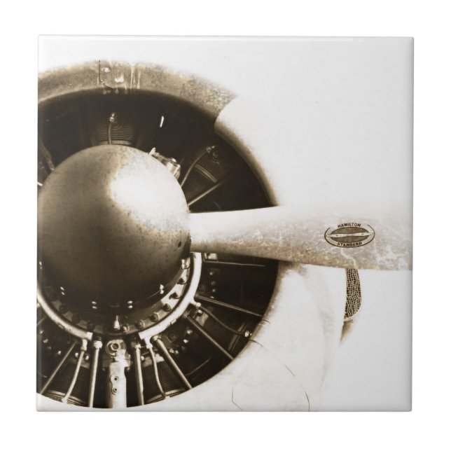 Antique Fighter Airplane Propeller Ceramic Tile (Front)