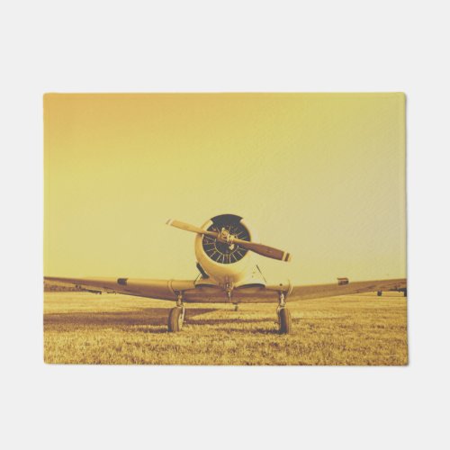 Antique Fighter Airplane Yellow  Doormat