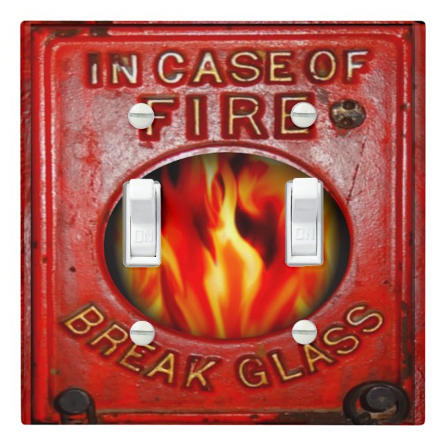 Antique Fire Alarm Switch plate Double (In Situ)