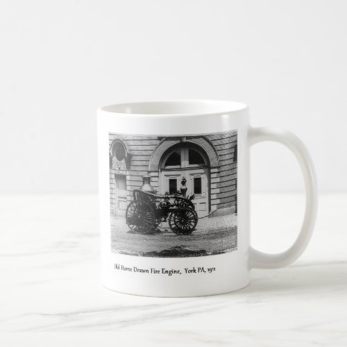 Antique Fire Engine And Firehouse Coffee Mug