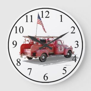 Antique Fire Engine Large Clock