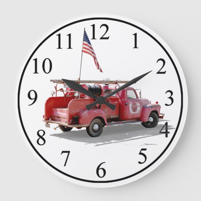 Antique Fire Engine Large Clock (Front)