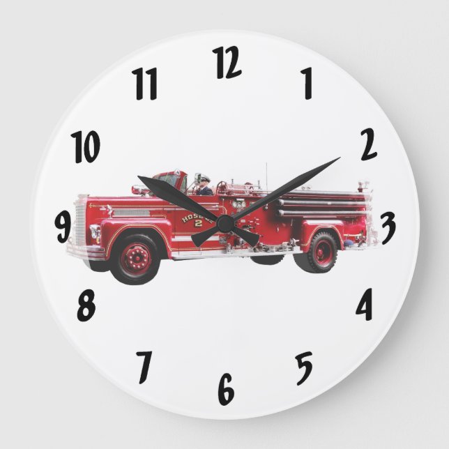 Antique Fire Engine Large Clock (Front)