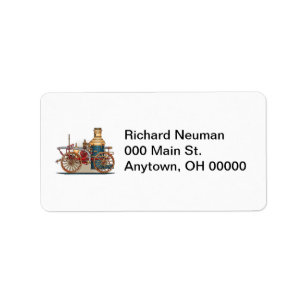 Antique Fire Truck Steam Pumper Address Label