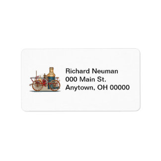 Antique Fire Truck Steam Pumper Address Label