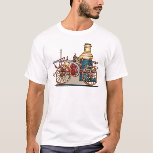 Antique Fire Truck Steam Pumper Mens T_Shirt