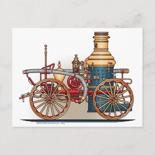 Antique Fire Truck Steam Pumper Postcard (Front)