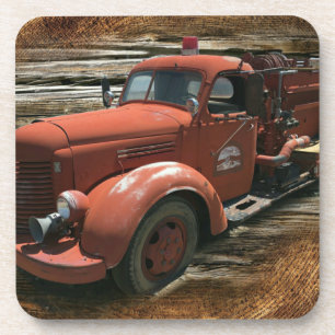 Antique Fire Truck Vintage Fire Truck Beverage Coaster
