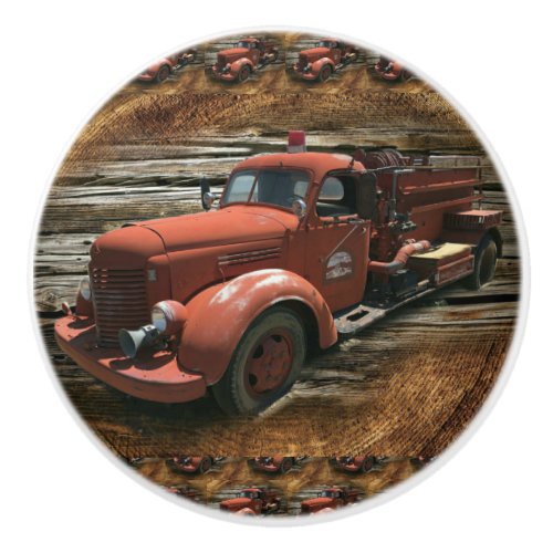 Antique Fire Truck Vintage Fire Truck Ceramic Knob