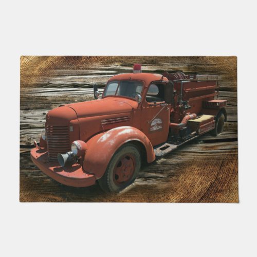 Antique Fire Truck Vintage Fire Truck Doormat