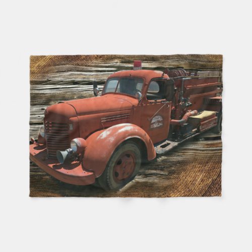 Antique Fire Truck Vintage Fire Truck Fleece Blanket