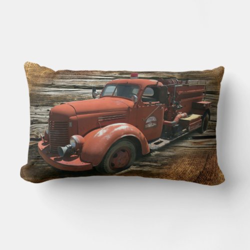 Antique Fire Truck Vintage Fire Truck Lumbar Pillow