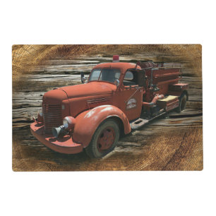 Antique Fire Truck Vintage Fire Truck Placemat