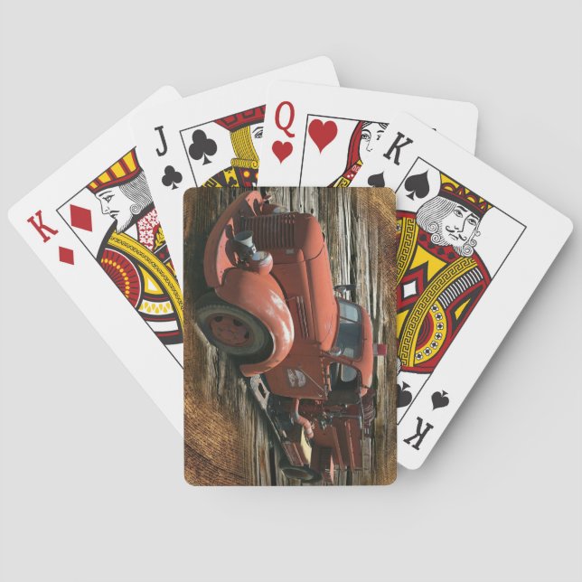 Antique Fire Truck Vintage Fire Truck Poker Cards (Back)