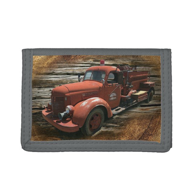 Antique Fire Truck Vintage Fire Truck Trifold Wallet (Front)