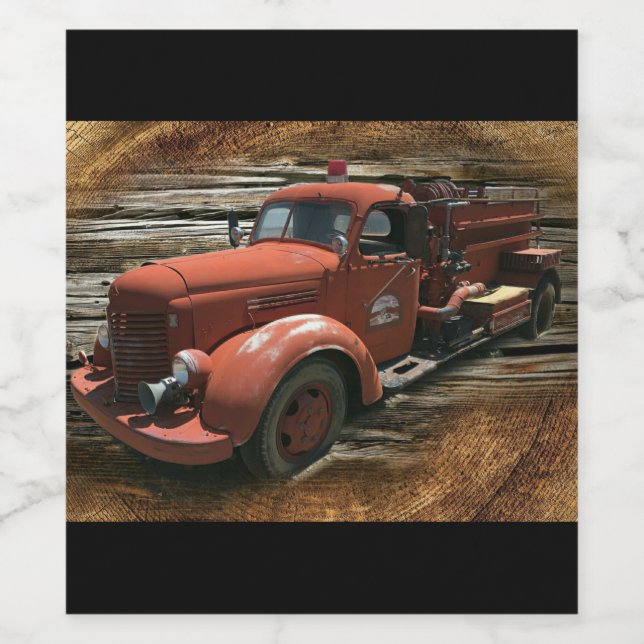 Antique Fire Truck Vintage Fire Truck Wine Label (Single Label)