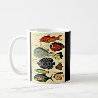 antique fish print coffee mug