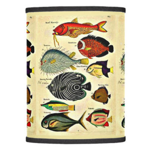 antique fish print lamp shade