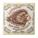 Antique Fisherman  Ceramic Tile<br><div class="desc">Antique Fisherman tile by ArtMuvz Illustration. Fisherman Grandpa t-shirt, fishing apparel and gifts for Grandpa, Grandfather. Unique fishing gifts, birthday, Fathers Day gifts and apparel. To personalize add your name or add text instead. Customize this Fisherman fishing tile to make it uniquely yours or to give as a personalized gift...</div>