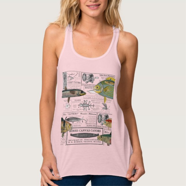Antique Fishing Ads Circa 1909 Fisherman Lures     Tank Top (Front)