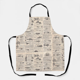 Antique Fishing Lures Catalog Page Vintage Print Apron