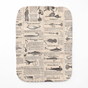 Antique Fishing Lures Catalog Page Vintage Print Burp Cloth