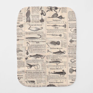 Antique Fishing Lures Catalog Page Vintage Print Burp Cloth