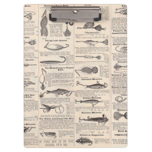 Antique Fishing Lures Catalog Page Vintage Print Clipboard