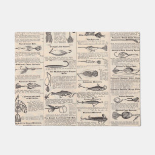 Antique Fishing Lures Catalog Page Vintage Print Doormat