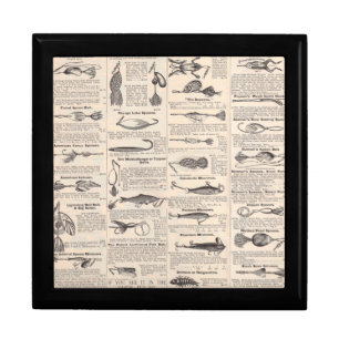 Antique Fishing Lures Catalog Page Vintage Print Gift Box