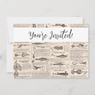 Antique Fishing Lures Catalog Page Vintage Print Invitation
