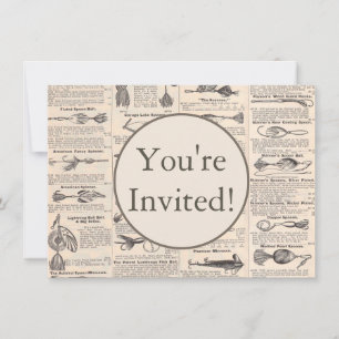 Antique Fishing Lures Catalog Page Vintage Print Invitation