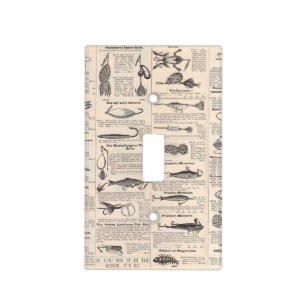 Antique Fishing Lures Catalog Page Vintage Print Light Switch Cover