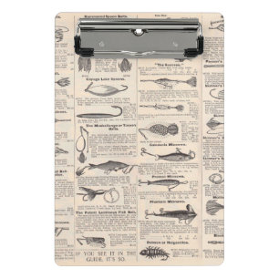 Antique Fishing Lures Catalog Page Vintage Print Mini Clipboard