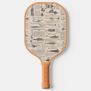 Antique Fishing Lures Catalog Page Vintage Print Pickleball Paddle