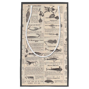 Antique Fishing Lures Catalog Page Vintage Print Small Gift Bag