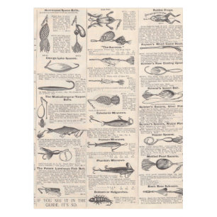 Antique Fishing Lures Catalog Page Vintage Print Tablecloth