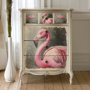 Antique Flamingo Botanical Decoupage Tissue Paper