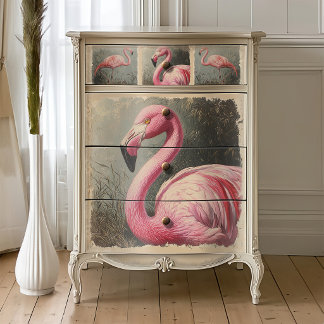 Antique Flamingo Botanical Decoupage Tissue Paper