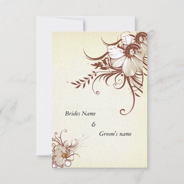 Antique floral 3.5" x 5" wedding invitation card (Front)