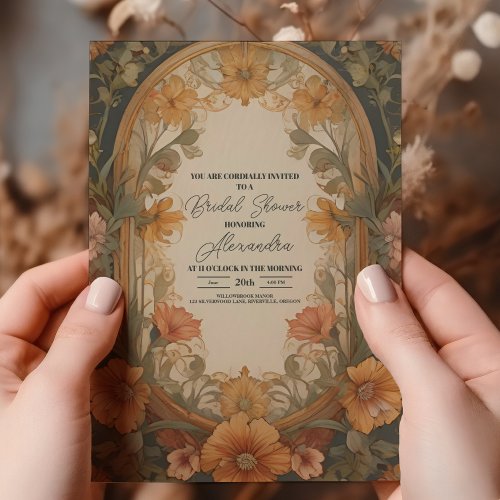 Antique Floral Art Nouveau Bridal Shower Invitation