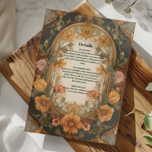 Antique Floral Art Nouveau Wedding Enclosure Card