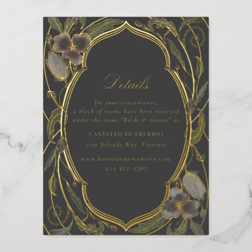 Antique Floral Art Nouveau Wedding Gold Details Foil Holiday Postcard
