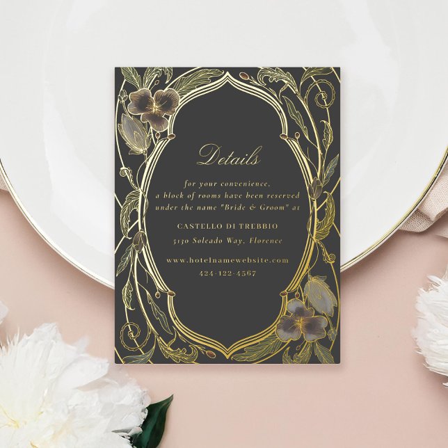 Antique Floral Art Nouveau Wedding Gold Details Foil Holiday Postcard (Creator Uploaded)