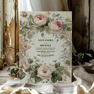 Antique Floral Art Nouveau Wedding Invitation
